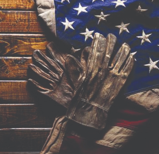 gloves on a flag